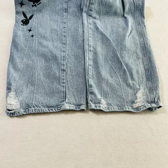 Playboy by PacSun Size 23 Eco Super Distressed High Waisted Baggy Jeans - Picture 11 of 15